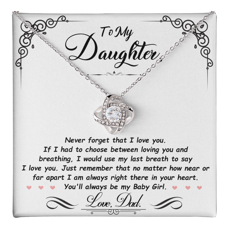 To My Daughter Necklace from Mom and Dad, Birthday, Graduation, Christmas Love Knot Necklace for Her