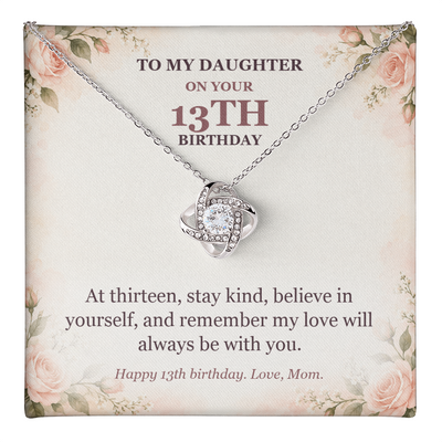 Load image into Gallery viewer, To My Daughter 13th Birthday Love Knot Necklace from Mom
