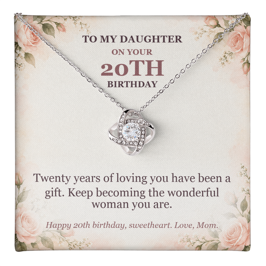 To My Daughter 20th Birthday Love Knot Necklace from Mom