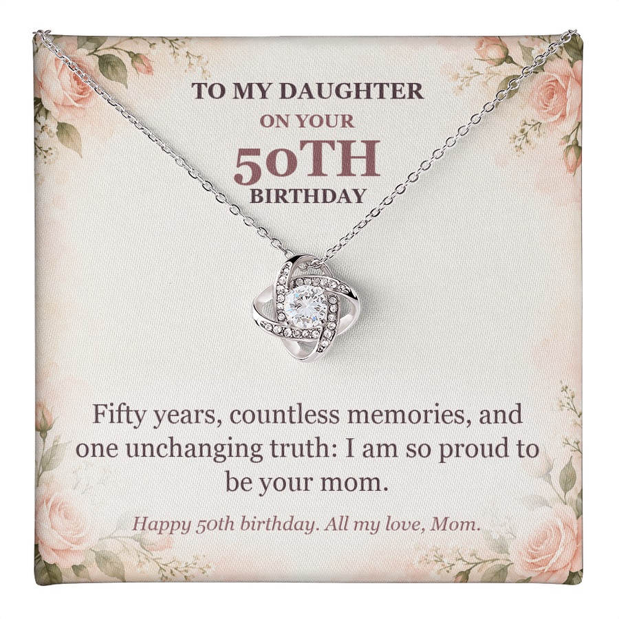 To My Daughter 50th Birthday Love Knot Necklace from Mom