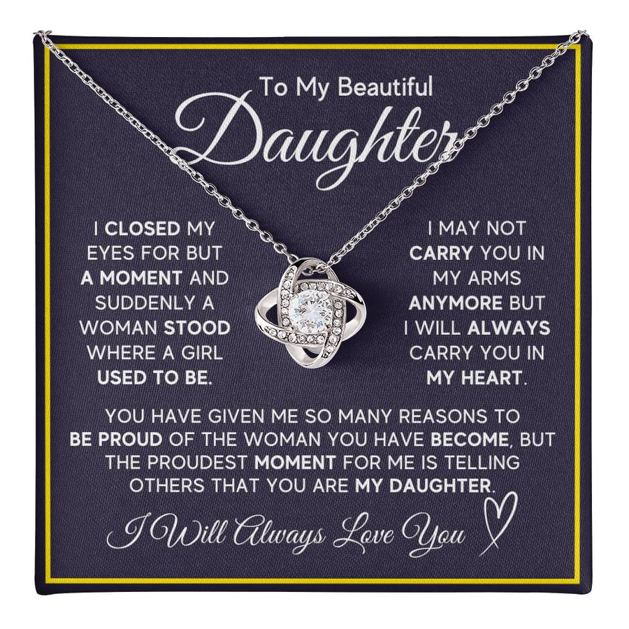 Daughter Gifts from Mom and Dad, Necklace & Message Card & LED Gift Box for Birthday, or Christmas