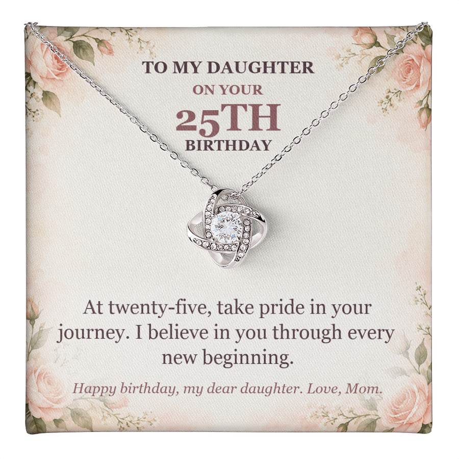To My Daughter 25th Birthday Love Knot Necklace from Mom