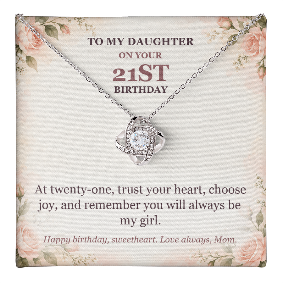 To My Daughter 21st Birthday Love Knot Necklace from Mom