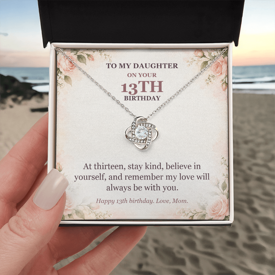 To My Daughter 13th Birthday Love Knot Necklace from Mom