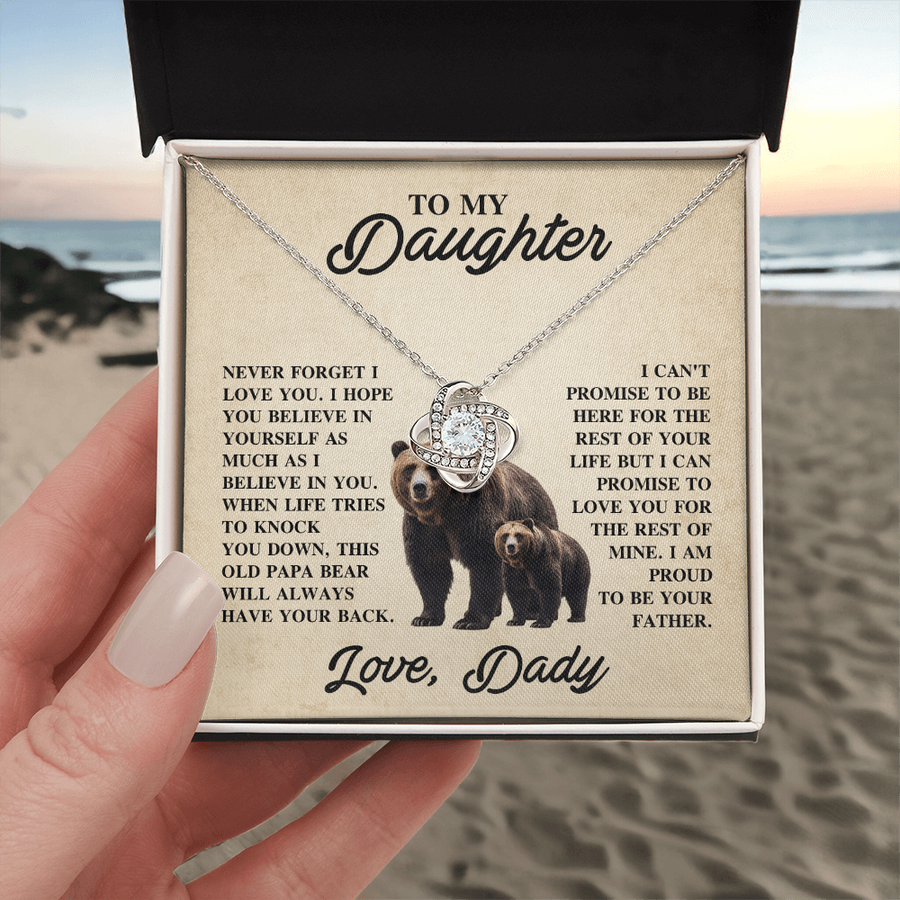 To My Daughter Love Knot Necklace – Unbreakable Bond Jewelry Gift for Birthday or Holiday
