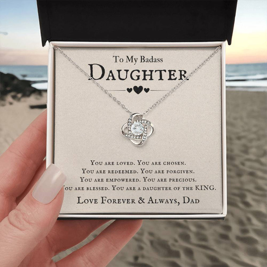 To My Badass Daughter Necklace from Dad, You Are Loved, Chosen, You Are a Daughter of the King