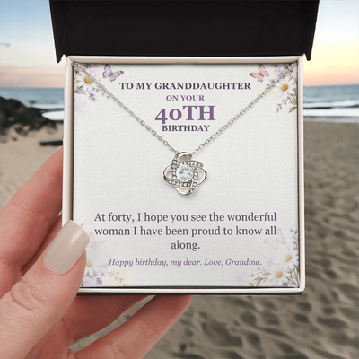 Load image into Gallery viewer, To My Granddaughter 40th Birthday Love Knot Necklace from Grandma
