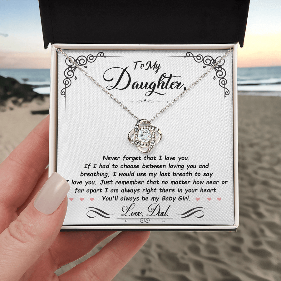To My Daughter Necklace from Mom and Dad, Birthday, Graduation, Christmas Love Knot Necklace for Her