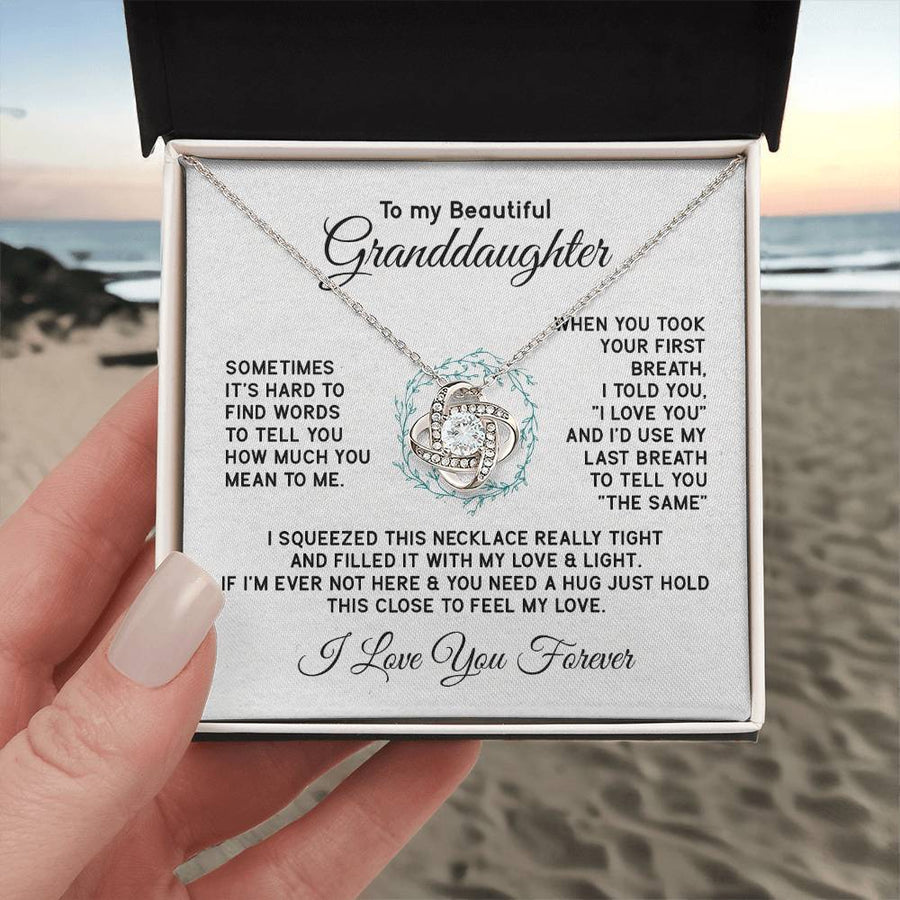 To My Granddaughter Necklace, Sometimes It's Hard to Find Words to Tell You How Much You Mean to Me