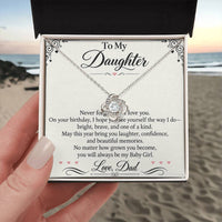 Load image into Gallery viewer, Daughter Birthday Love Knot Necklace from Dad - Bright, Brave &amp; One of a Kind

