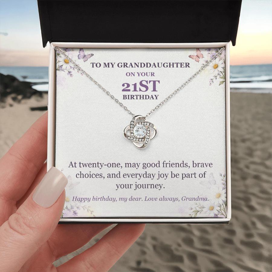 To My Granddaughter 21st Birthday Love Knot Necklace from Grandma