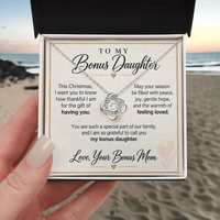 Load image into Gallery viewer, Bonus Daughter Christmas Love Knot Necklace from Bonus Mom - Gift of Having You
