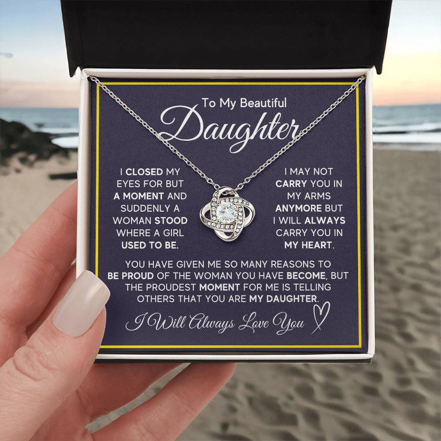 Daughter Gifts from Mom and Dad, Necklace & Message Card & LED Gift Box for Birthday, or Christmas