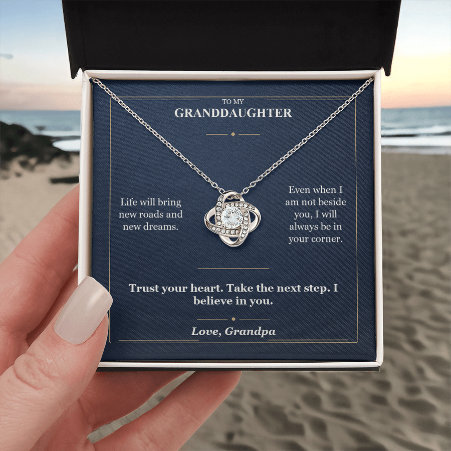 To My Granddaughter Love Knot Necklace from Grandpa | Always in Your Corner