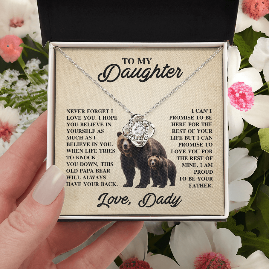 To My Daughter Love Knot Necklace – Unbreakable Bond Jewelry Gift for Birthday or Holiday
