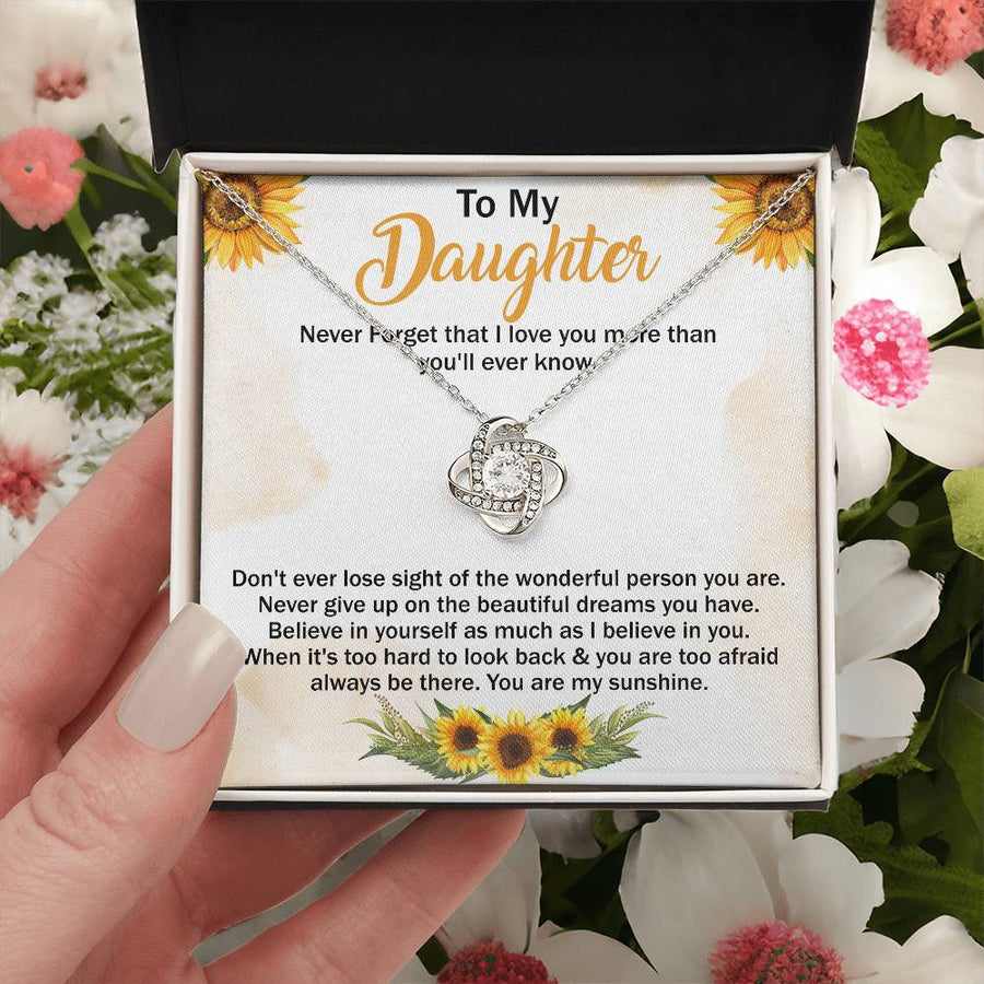 To My Daughter Necklace Gift from Mom, Never Forget That You Are My Sunshine