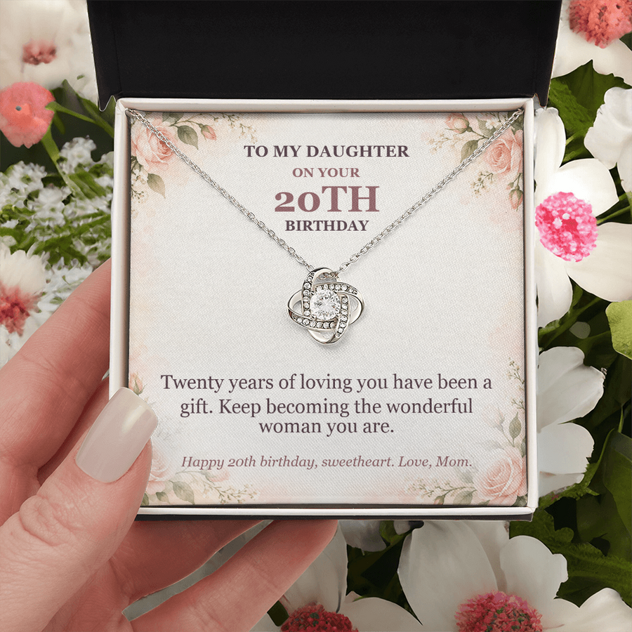 To My Daughter 20th Birthday Love Knot Necklace from Mom