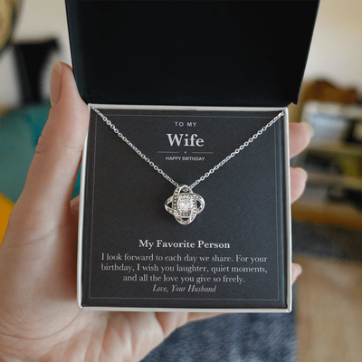 Load image into Gallery viewer, To My Wife Birthday Love Knot Necklace – My Favorite Person
