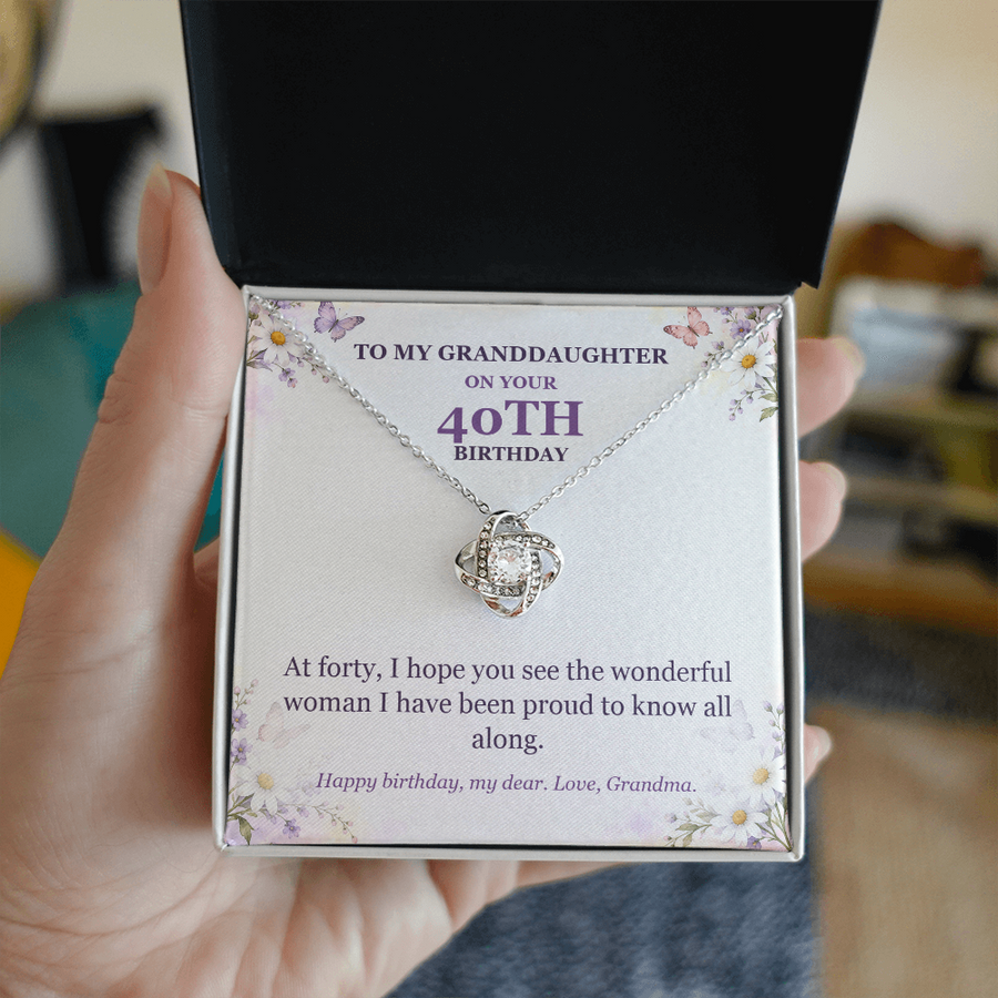 To My Granddaughter 40th Birthday Love Knot Necklace from Grandma