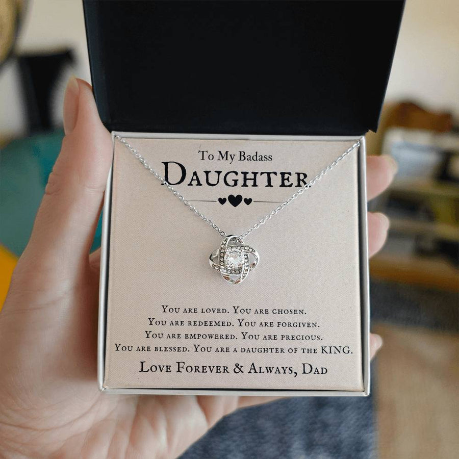 To My Badass Daughter Necklace from Dad, You Are Loved, Chosen, You Are a Daughter of the King