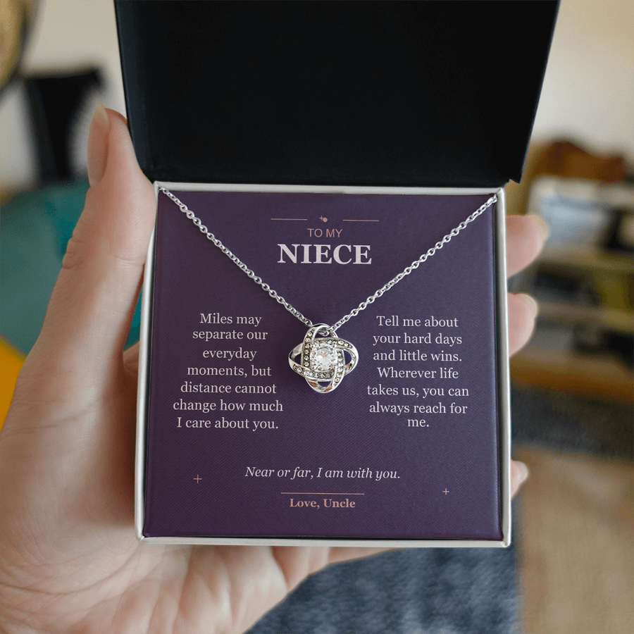 To My Niece, Close Across Miles - Love Knot Necklace