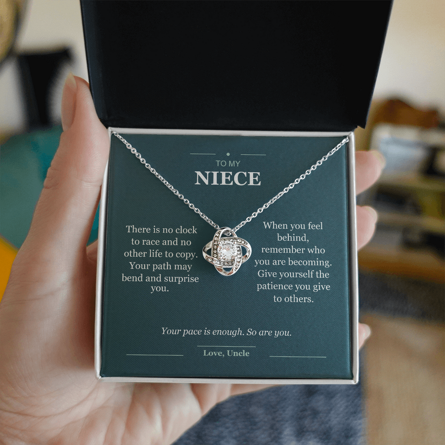 To My Niece, At Your Own Pace - Love Knot Necklace