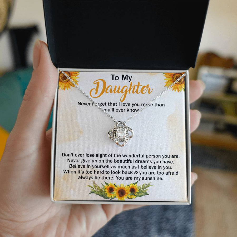 To My Daughter Necklace Gift from Mom, Never Forget That You Are My Sunshine