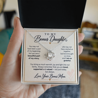 Load image into Gallery viewer, To My Bonus Daughter Love Knot Necklace from Bonus Mom - Beautiful Part of My Story
