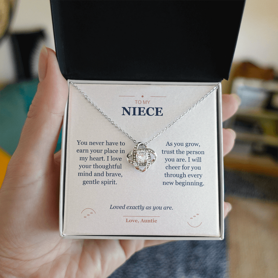 To My Niece, Loved Exactly As You Are - Love Knot Necklace