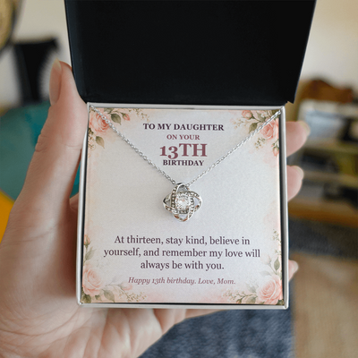 Load image into Gallery viewer, To My Daughter 13th Birthday Love Knot Necklace from Mom
