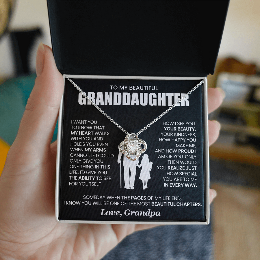 To My Granddaughter Necklace from Grandpa, Unique Birthday Gifts for Granddaughter from Grandpa