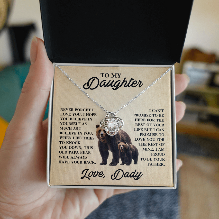 To My Daughter Love Knot Necklace – Unbreakable Bond Jewelry Gift for Birthday or Holiday