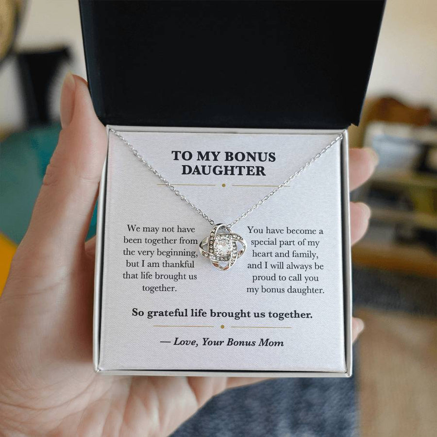 To My Bonus Daughter Love Knot Necklace Gift from Bonus Mom