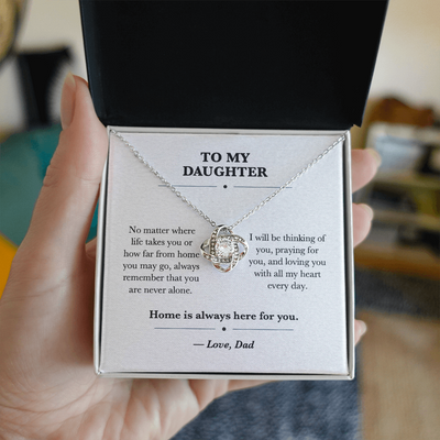 Load image into Gallery viewer, To My Daughter Moving Away Love Knot Necklace Gift from Dad
