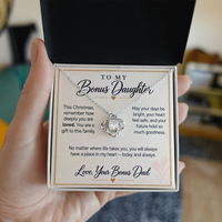 Load image into Gallery viewer, Bonus Daughter Christmas Love Knot Necklace from Bonus Dad - Deeply Loved
