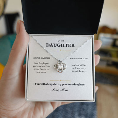 Load image into Gallery viewer, To My Daughter Deeply Loved Love Knot Necklace Gift from Mom
