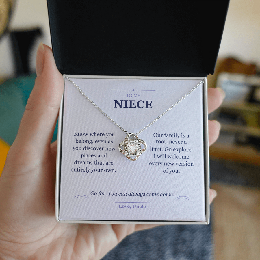 To My Niece, Roots and Wings - Love Knot Necklace