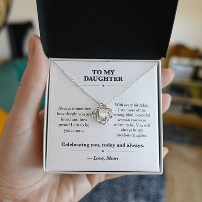 Load image into Gallery viewer, To My Daughter Birthday Love Knot Necklace Gift from Mom
