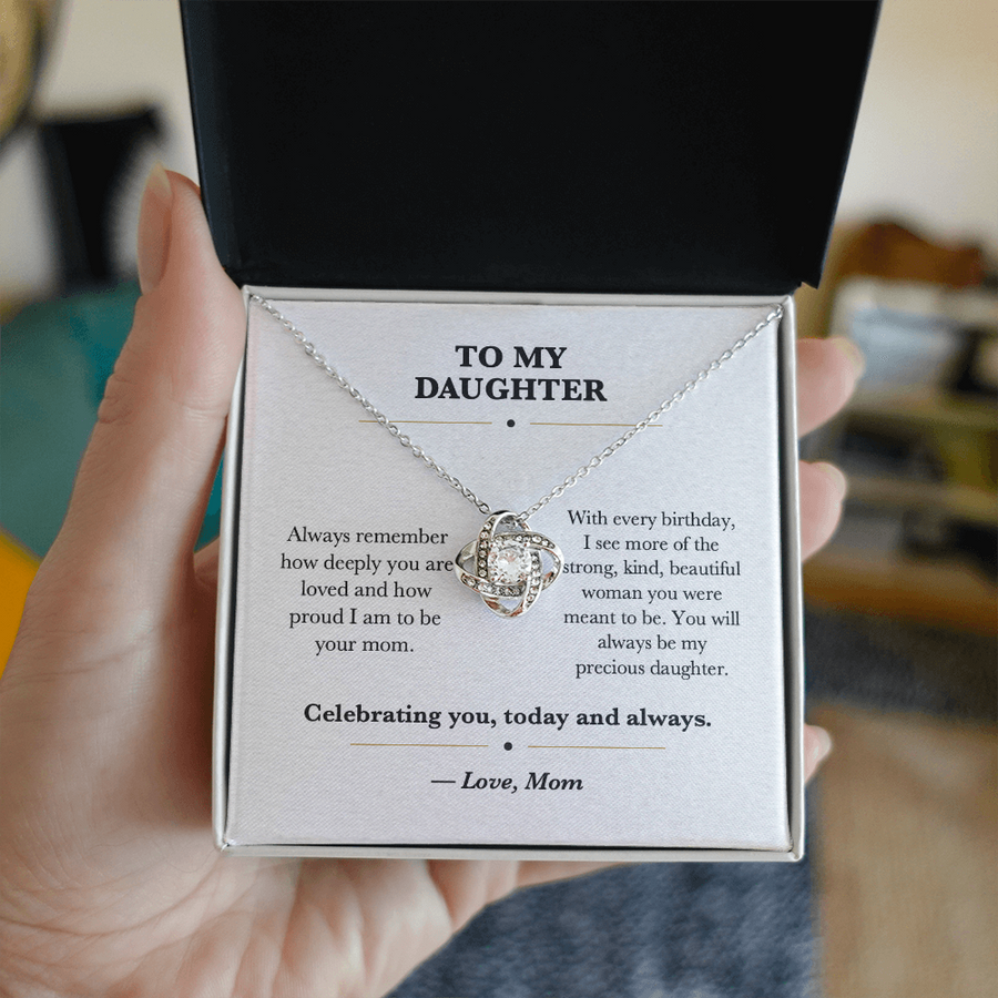 To My Daughter Birthday Love Knot Necklace Gift from Mom
