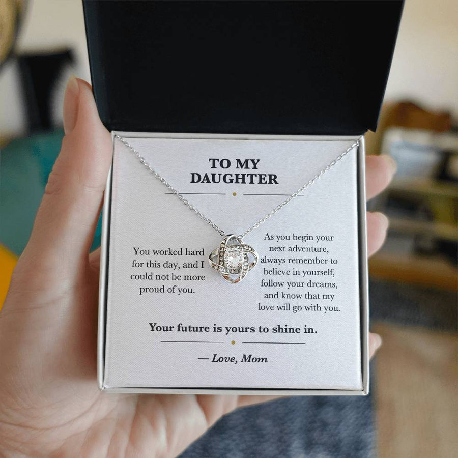 To My Daughter Graduation Love Knot Necklace Gift from Mom