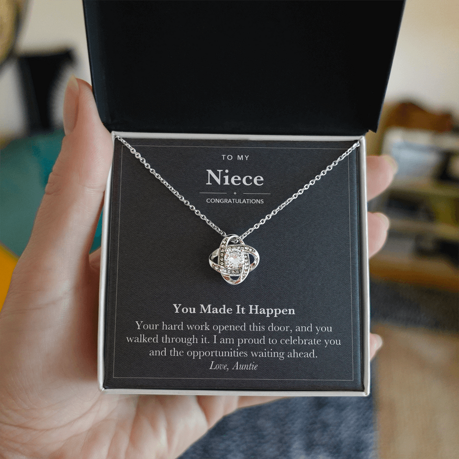 To My Niece Graduation Love Knot Necklace – You Made It Happen
