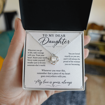 Load image into Gallery viewer, To My Dear Daughter My Love Is Yours Love Knot Necklace Gift
