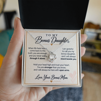 Load image into Gallery viewer, Bonus Daughter Love Knot Necklace from Bonus Mom - Stronger Than You Know
