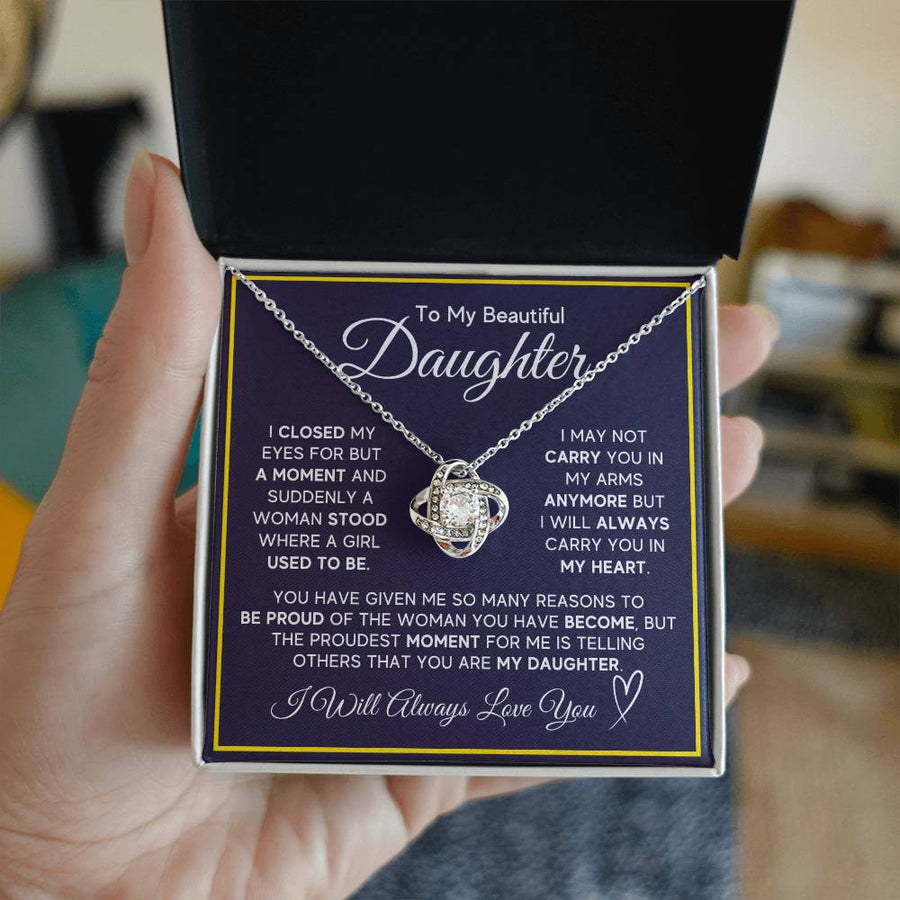 Daughter Gifts from Mom and Dad, Necklace & Message Card & LED Gift Box for Birthday, or Christmas