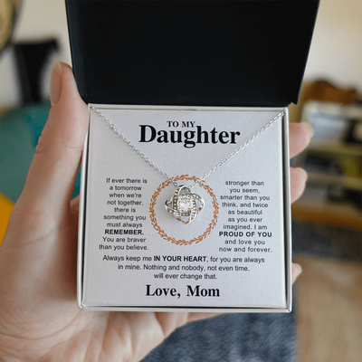 Load image into Gallery viewer, To My Daughter Necklace – Love Knot Pendant, Never Forget I Love You Gift from Dad
