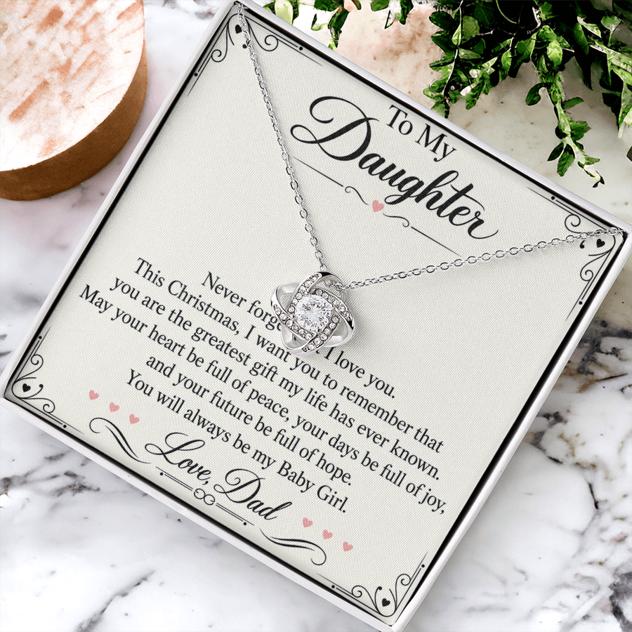 Daughter Christmas Love Knot Necklace from Dad - You Are My Greatest Gift