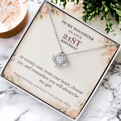 Load image into Gallery viewer, To My Daughter 21st Birthday Love Knot Necklace from Mom
