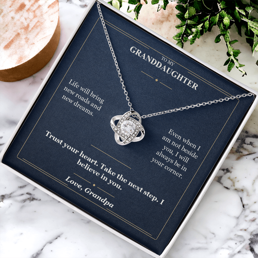 To My Granddaughter Love Knot Necklace from Grandpa | Always in Your Corner