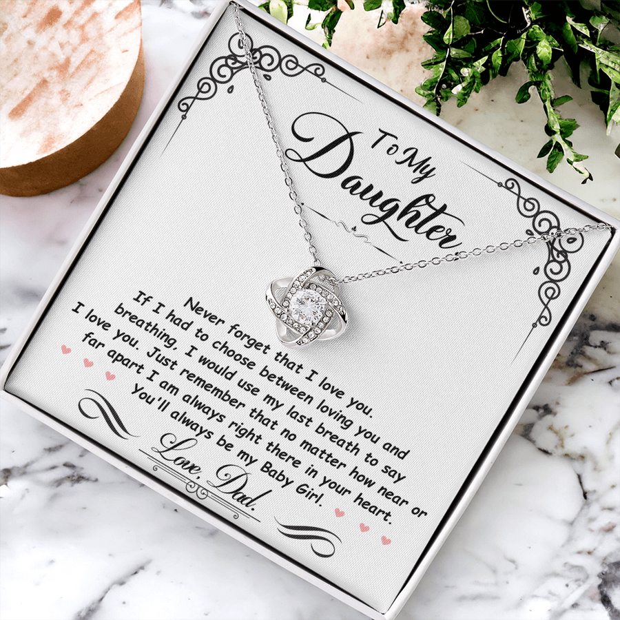 To My Daughter Necklace from Mom and Dad, Birthday, Graduation, Christmas Love Knot Necklace for Her