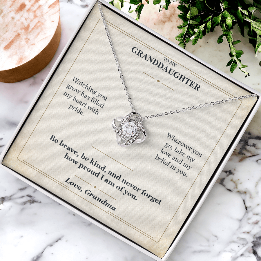To My Granddaughter Love Knot Necklace from Grandma | Believe in You Gift